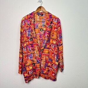 Options Melrose Vintage Women’s 70’s Multicolor Disco Hippie Single Button Sz 12